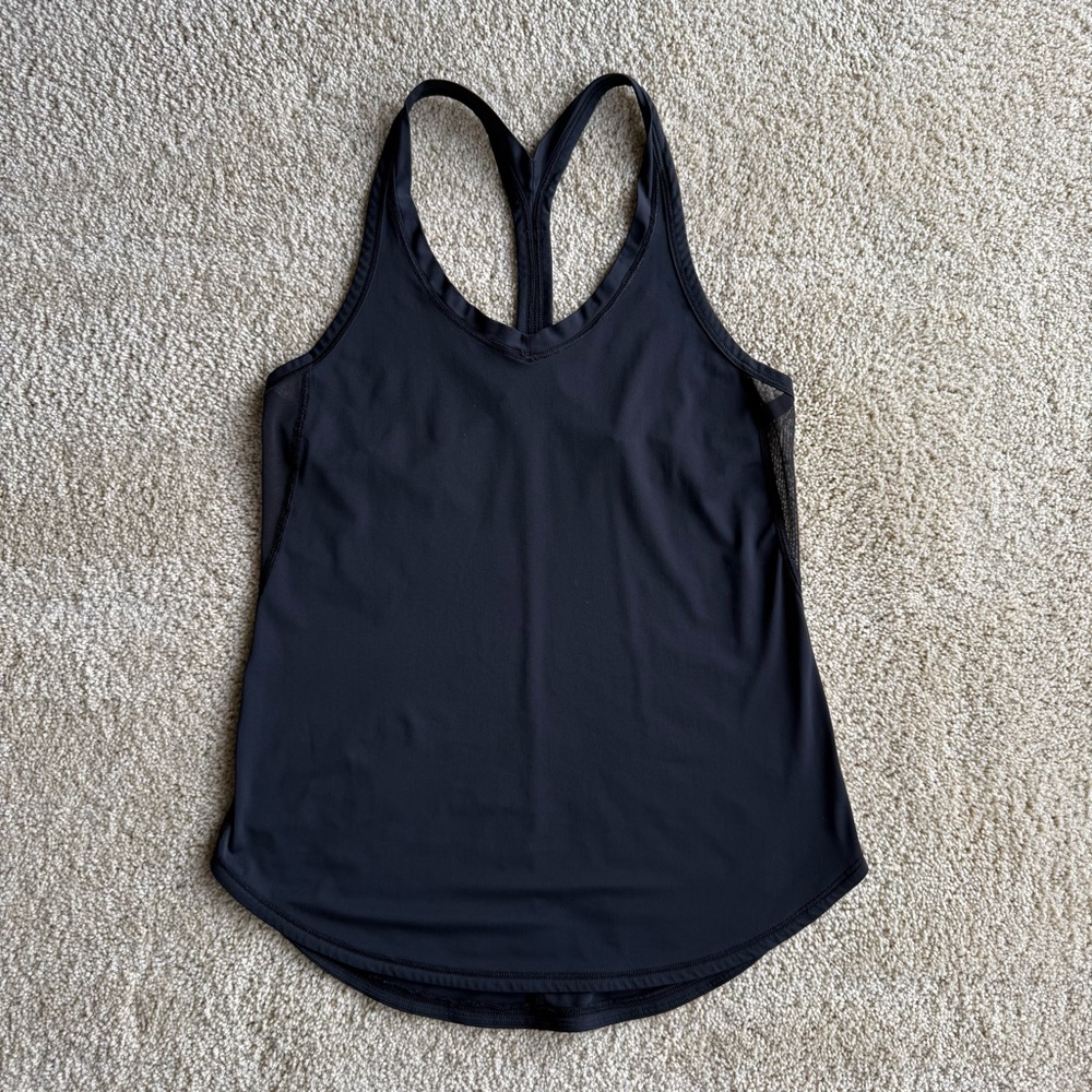 Lululemon Black Racerback Tank Top Womens Size L Athletic Workout Lightweight